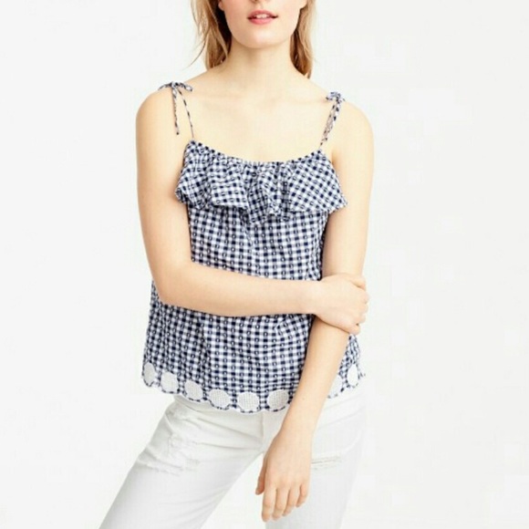 J.CREW Gingham Sleeveless Tie Top - Picture 1 of 11